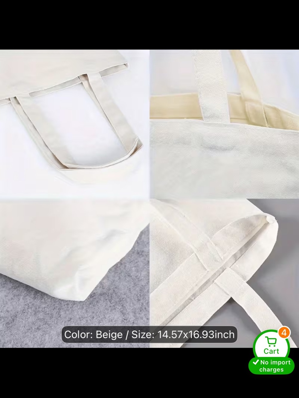 Beige Cotton Tote Bag Helping Tiny Humans - Picture 3 of 7
